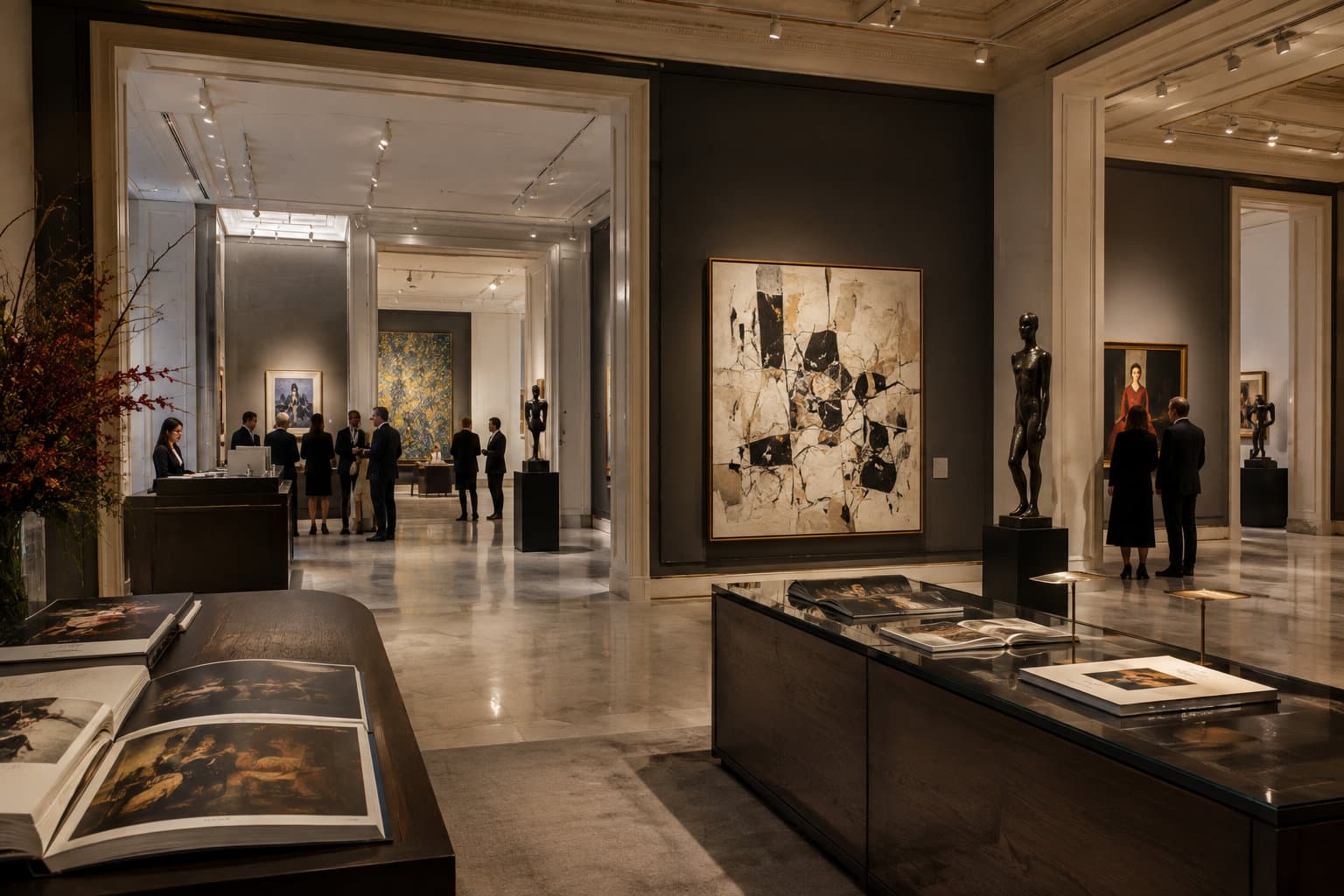 Auction room prepared for a public art sale