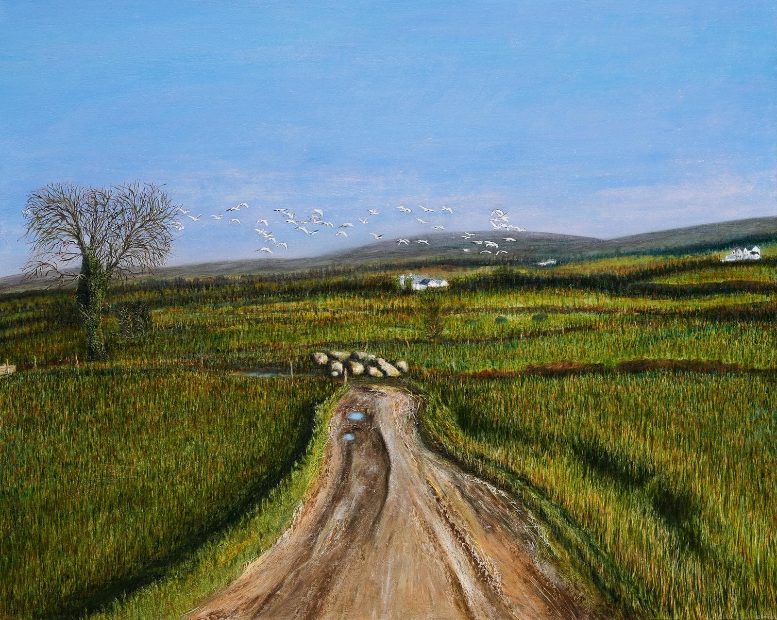 The Flight of Wild Geese at the Curve of a Road